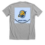 Unlearn and Eat Travel, a Athletic Heather Premium Unisex Tee (back-view)