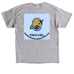 Unlearn and Eat Travel, a Sport Grey Classic Unisex Tee (back-view)
