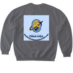 Unlearn and Eat Travel, a Charcoal Softstyle Crewneck Sweatshirt (back-view)
