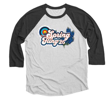KMS Spring Fling 2026!, a Black and Heather White 3/4 Sleeve Baseball Tee