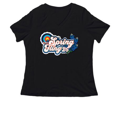 KMS Spring Fling 2026!, a Black Women's Relaxed V-Neck Tee