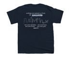 Romans 8:38 what can separate us?, a Navy Youth Unisex Tee (back-view)