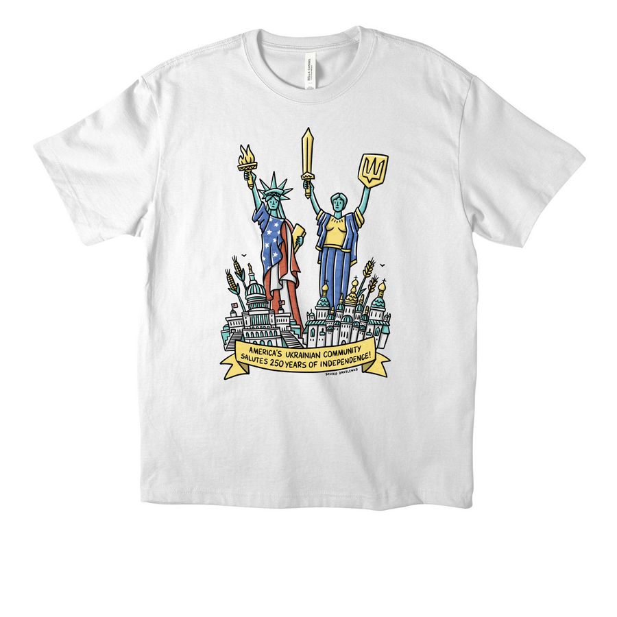 Ukraine Salutes America @ 250! ?, a White Unisex Heavyweight Tee