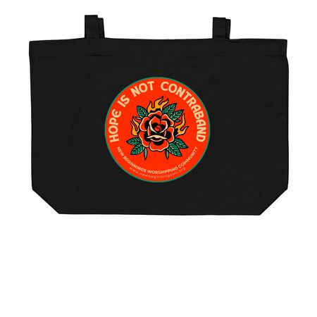 New Beginnings Worshipping Community, a Black Large Organic Cotton Tote Bag