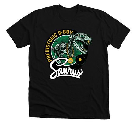 DJ SAURUS LOGO, a Solid Black Blend Premium Unisex Tee