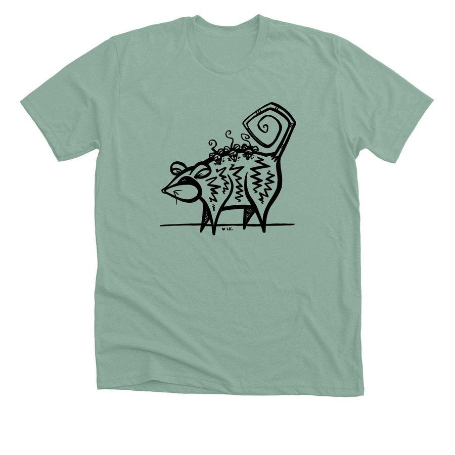 Possum Original Art Print, a Heather Dusty Blue Premium Unisex Tee
