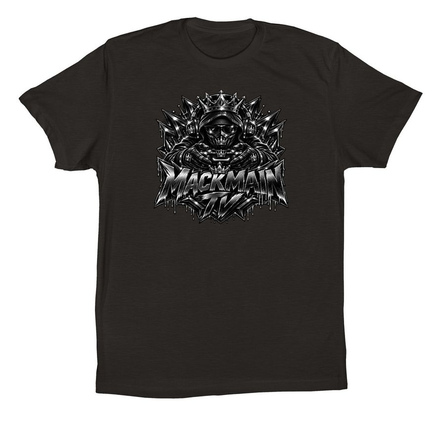 MackMainTV Tru-Black Printed Logo&nbsp;, a Black Premium Cotton Tee