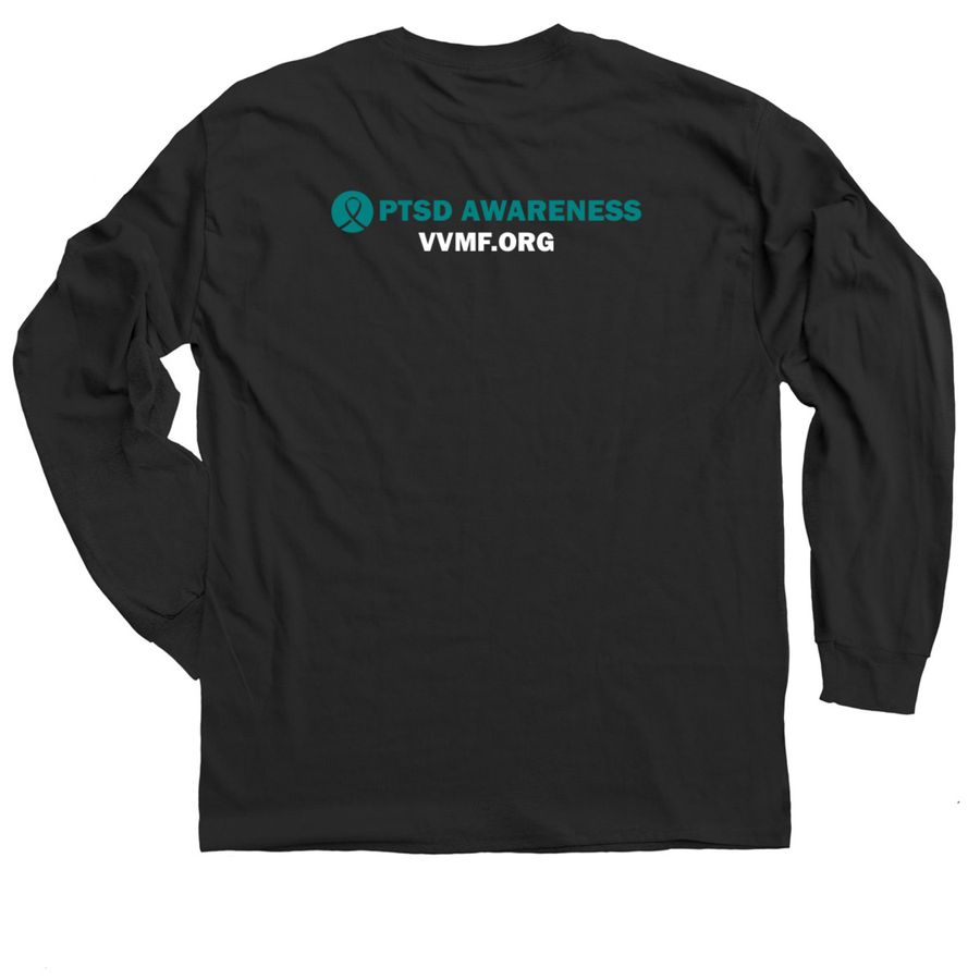 PTSD Awareness, a Black Classic Long Sleeve Tee (back-view)