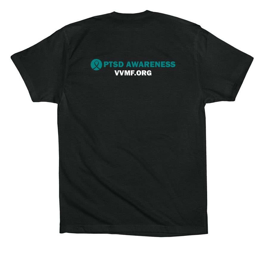 PTSD Awareness, a Vintage Black Premium Cotton Tee (back-view)