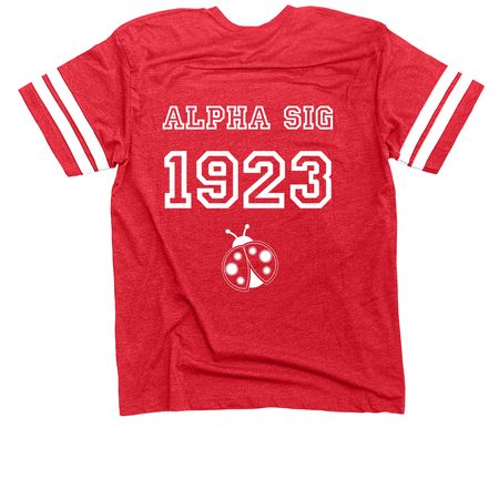 A?? Football Jersey T-shirt, a Vintage Red / White Football Jersey Tee (back-view)