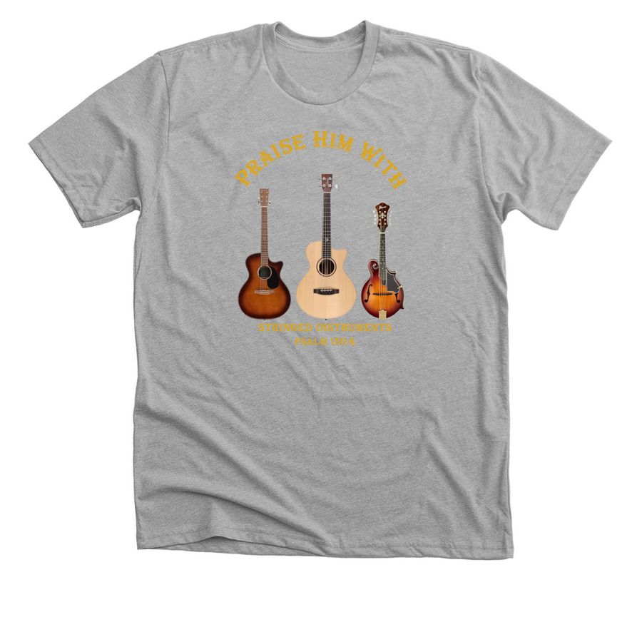Praise Him With Strings, a Athletic Heather Premium Unisex Tee