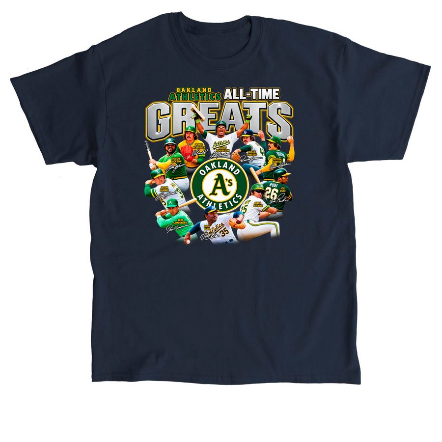 Oakland Athletics All-Time Greats MLB Signatu, a Navy Classic Unisex Tee