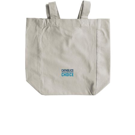 Pro-Choice Cat-holic Tote, a Natural Recycled Cotton Tote Bag (back-view)