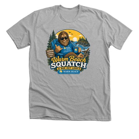 Warm Beach Squatch: Age Out Loud, a Athletic Heather Premium Unisex Tee