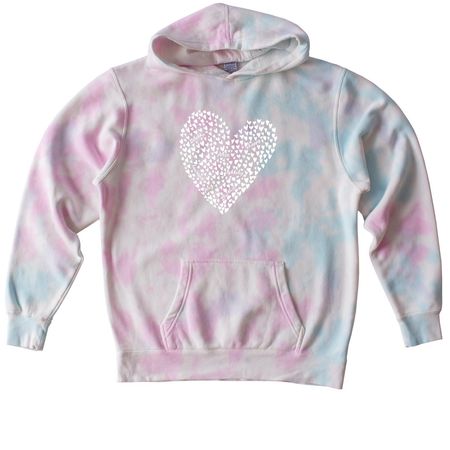HAPPY Mini Hearts, a Cotton Candy Youth Tie Dye Pullover Hoodie