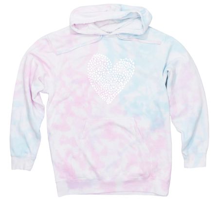 HAPPY Mini Hearts, a Cotton Candy Tie Dye Pullover Hoodie