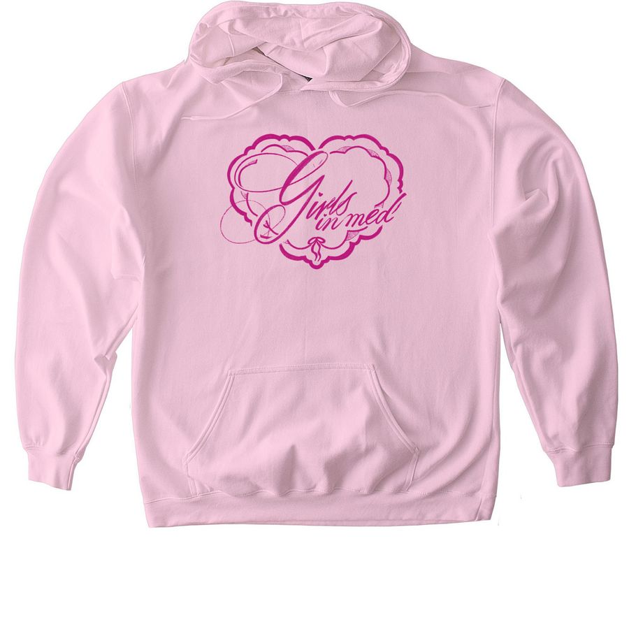 Girls in Med Hoodie, a Light Pink Gildan Softstyle Pullover Hoodie