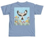Mockingbird and Prickly Pear, a Washed Denim Comfort Colors Unisex Tee (back-view)