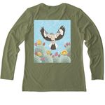 Mockingbird and Prickly Pear, a Olive You Green Allmade Eco Triblend Women?s Long Sleeve Tee (back-view)