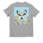 Mockingbird and Prickly Pear, a Granite Grey Heather Allmade Organic Cotton Unisex Tee (back-view)