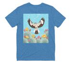 Mockingbird and Prickly Pear, a Azure Blue Allmade Youth Eco Triblend Tee (back-view)