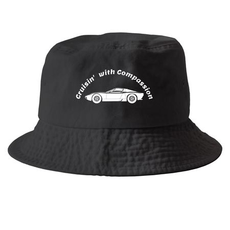 Cruising with hats, a Black Printed Bucket Hat