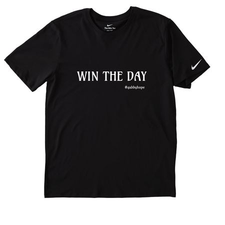 Gabby Hope WIN THE DAY Merch Activewear Edt., a Black Nike Dri-FIT Jersey Blend Performance Tee