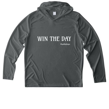 Gabby Hope WIN THE DAY Merch Activewear Edt., a Dark Smoke Grey UV Performance Long Sleeve Hoodie
