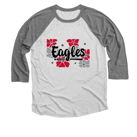 Eagles Flower Power Spirit Wear, a Premium Heather and Heather White 3/4 Sleeve Baseball Tee