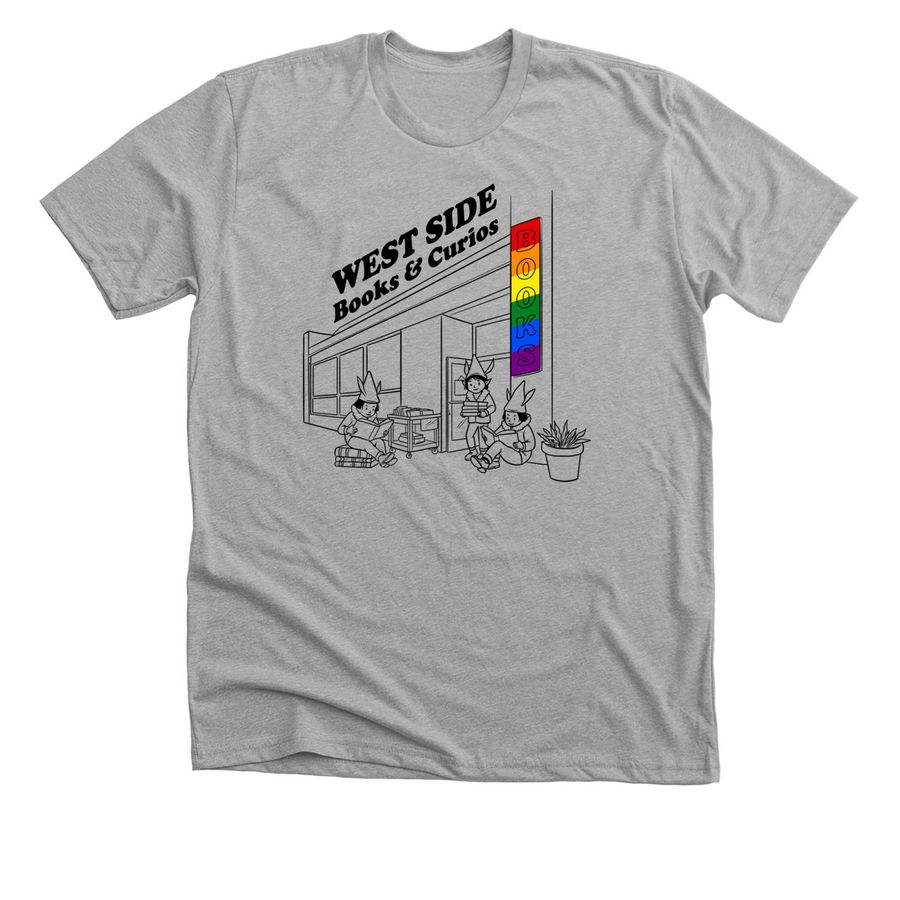 West Side Books & Curios Bookelves, a Athletic Heather Premium Unisex Tee