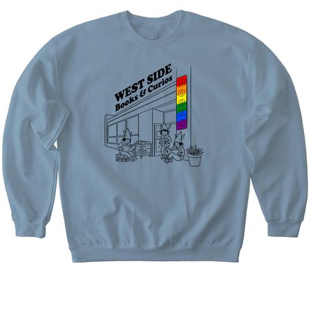 West Side Books & Curios Bookelves, a Stone Blue Softstyle Crewneck Sweatshirt
