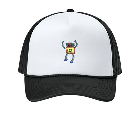KXLL Robot - Hats, a White/ Deep Black Printed Foam Trucker Hat
