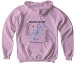 Lochsa Map, a Light Pink Softstyle Youth Pullover Hoodie (back-view)