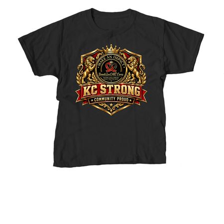 KC Strong, Community Proud, a Black Youth Unisex Tee