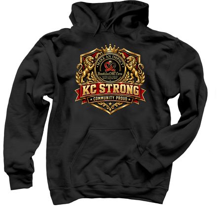 KC Strong, Community Proud, a Black Pullover Hoodie