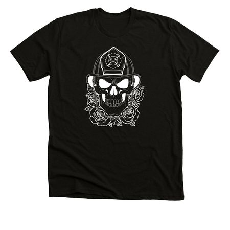Fire Skull, a Solid Black Blend Premium Unisex Tee