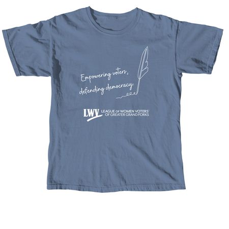 Empowering Voters Defending Democracy LWV GGF, a Blue Jean Comfort Colors Unisex Tee