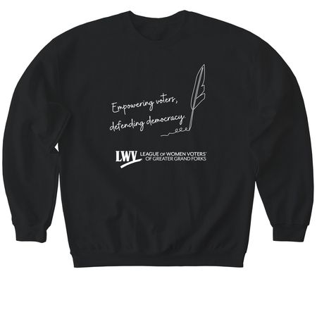 Empowering Voters Defending Democracy LWV GGF, a Black Softstyle Crewneck Sweatshirt