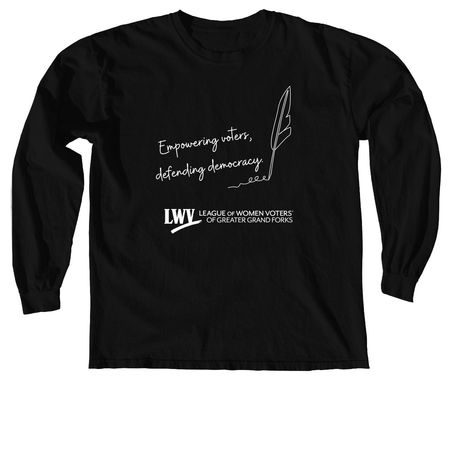 Empowering Voters Defending Democracy LWV GGF, a Black Comfort Colors Long Sleeve Tee