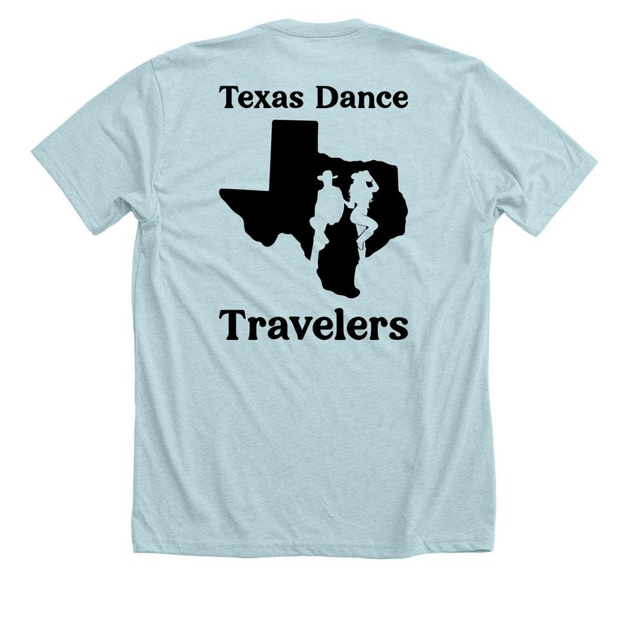 Two Sided Texas Design - Black, a Heather Ice Blue Premium Unisex Tee (back-view)