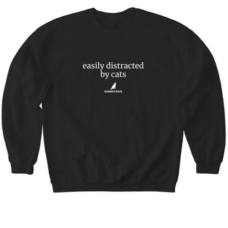 Easily Distracted by Cats, a Black Softstyle Crewneck Sweatshirt