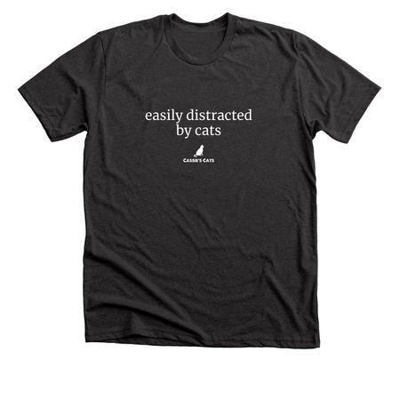 Easily Distracted by Cats, a Dark Grey Heather Premium Unisex Tee