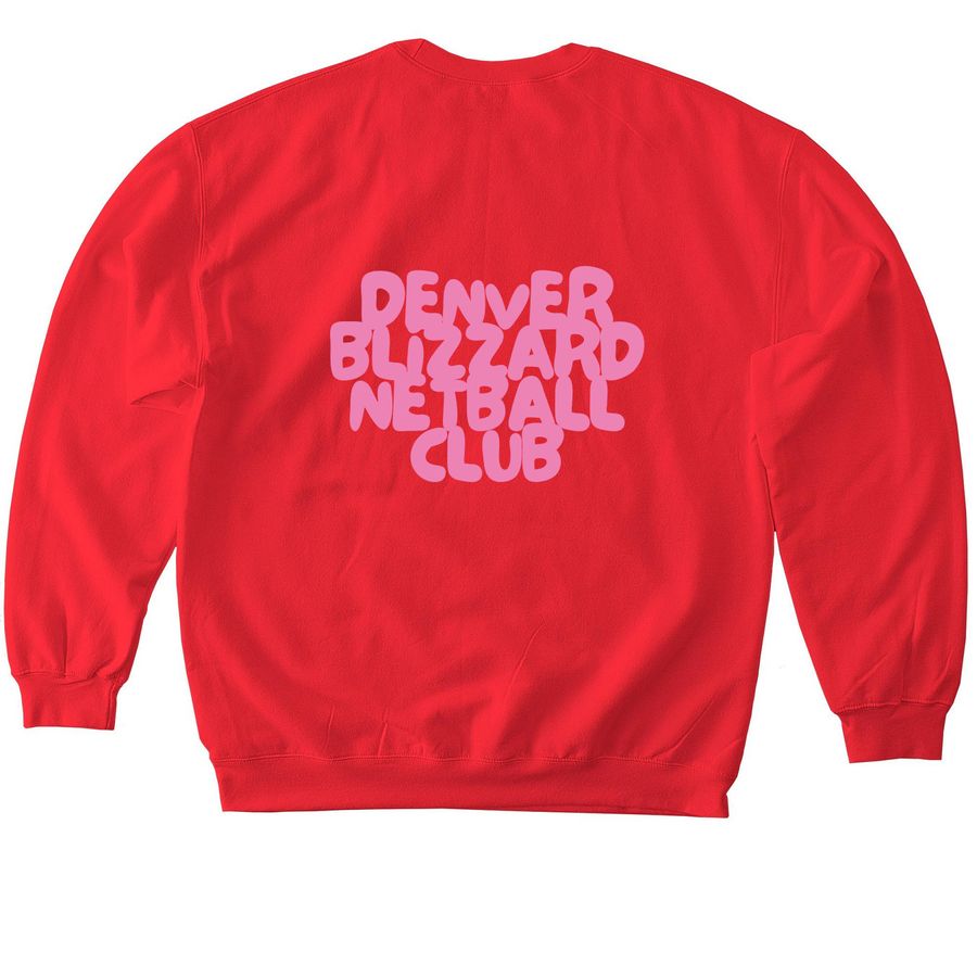 Pink Denver Blizzard Design - on back&nbsp;, a Red Softstyle Crewneck Sweatshirt