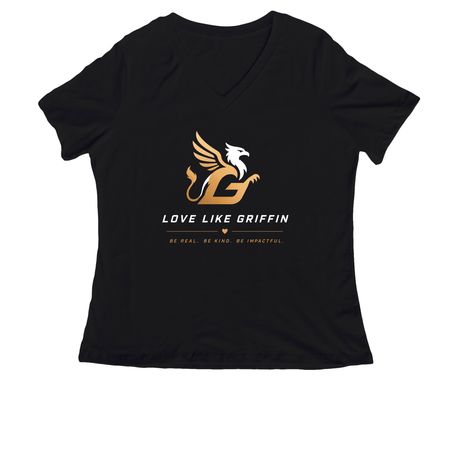 Griffin, a Black Women's Relaxed V-Neck Tee