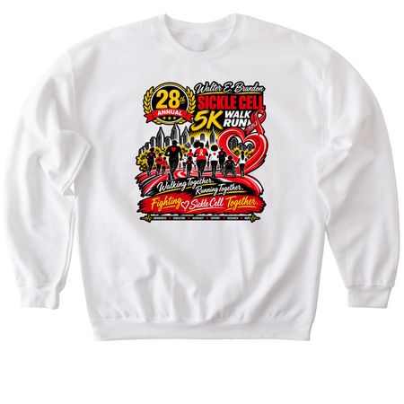 28th Annual WEB Sickle Cell Merch, a White Softstyle Crewneck Sweatshirt