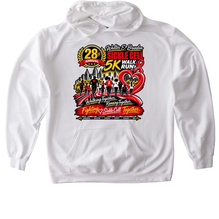 28th Annual WEB Sickle Cell Merch, a White Gildan Softstyle Pullover Hoodie