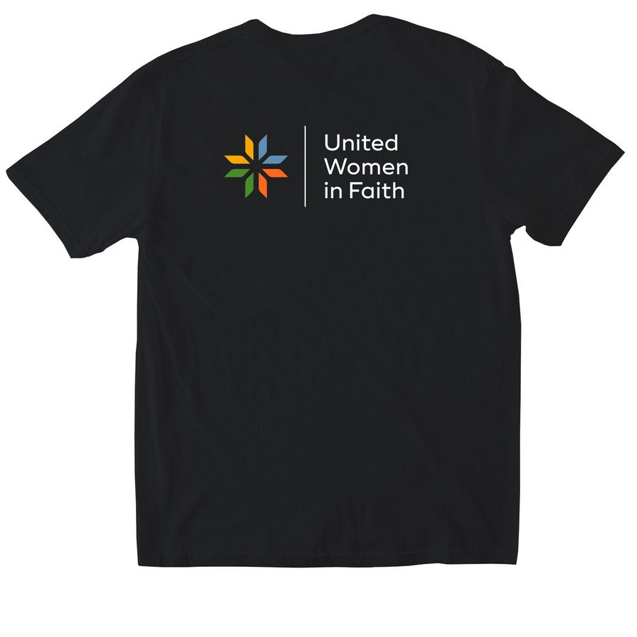 LOVE IN ACTION IS UNSTOPPABLE, a Black Softstyle Cotton Tee (back-view)