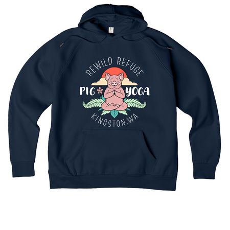 Pig Yoga Campaign (White Logo), a Rebel Blue Allmade Organic CVC Pullover Hoodie