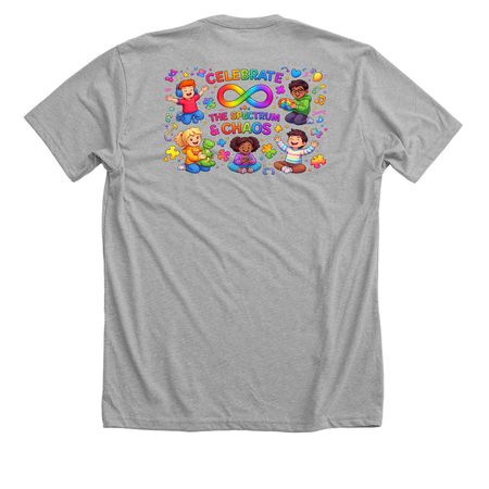 Spectrum and Chaos, a Athletic Heather Premium Unisex Tee (back-view)