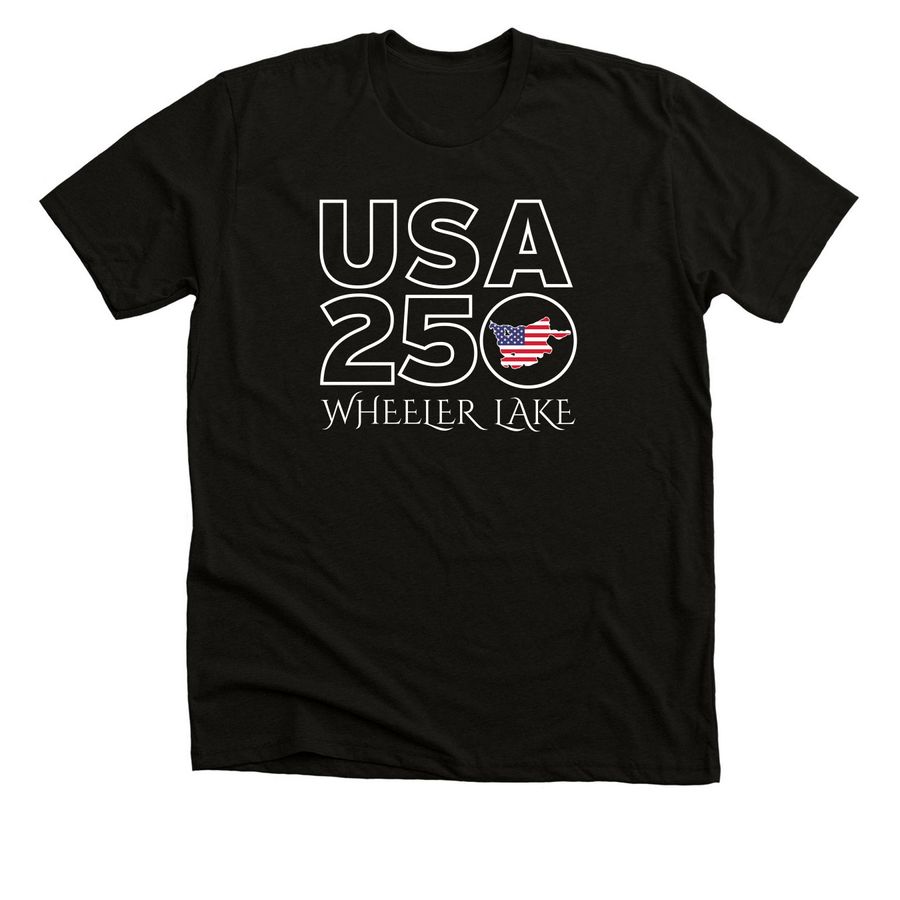 Wheeler Lake USA 250 Line, a Black Heather Premium Unisex Tee